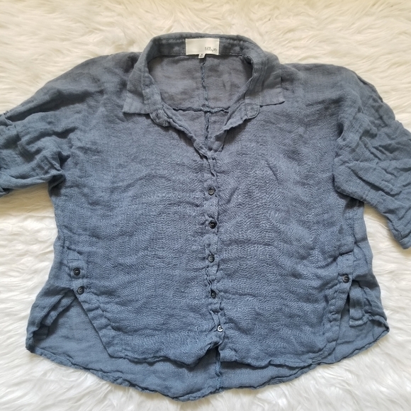FATE by Led Linen Loganlook Button Blouse Medium M - Picture 2 of 8